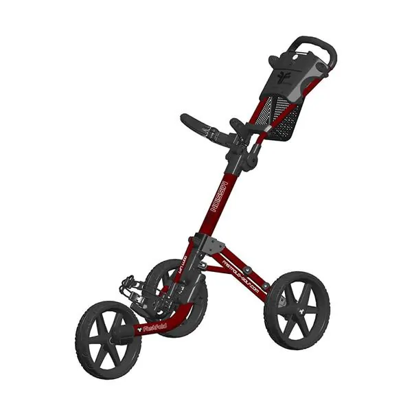 FastFold Mission 5.0 3 Wheel Golf Trolley - Burgundy/Black