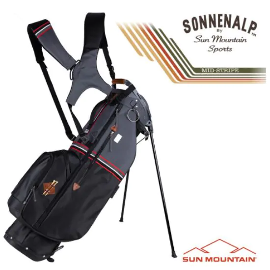 Sun Mountain Golf Sun Mountain 2023 Mid Stripe Stand Bag - Black/Gunmetal/Red