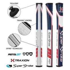 SuperStroke Super Stroke Traxion Pistol GT 1.0 Putter Grip - Red/White/Blue