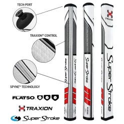 SuperStroke Super Stroke Traxion Flatso 1.0 Putter Grip - White/Red/Grey