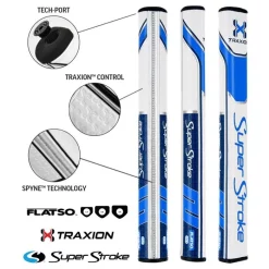 SuperStroke Super Stroke Traxion Flatso 2.0 Putter Grip - White/Light Blue/Dark Blue