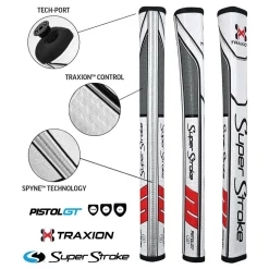 SuperStroke Super Stroke Traxion Pistol GT 1.0 Putter Grip - White/Red/Grey