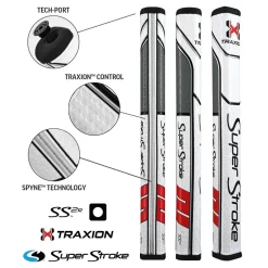 SuperStroke Super Stroke Traxion Square Putter Grip - White/Red/Grey